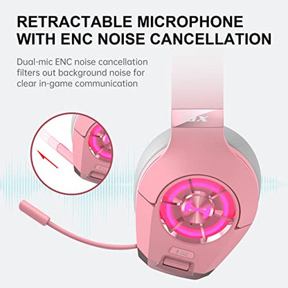 Edifier Hecate GX Hi-Res Gaming Headset for PS4/ PS5/ PC/Switch/Xbox Gamepad - USB/Type-C/3.5mm Wired Gaming Headphones with Microphone RGB Lighting - ENC Noise Cancelling - 50mm Driver (Pink)