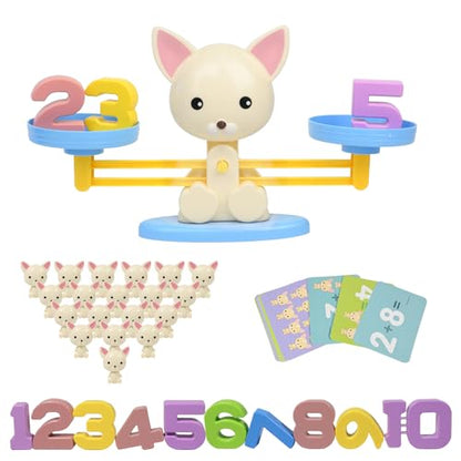 Puppy Balance Counting Toys, Cool Math Learning Games for Boys and Girls, Educational Number Toy Preschool Puppy Balance Counting Toy, Fun Children's Gift STEM Math Games Toys for Kids Age 3+(63 PCS) - style: Puppy