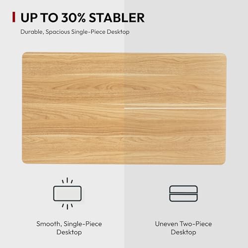 SANODESK Electric Standing Desk with Desk Clamp Power Strip 40"x 24" Whole-Piece Desktop Height Adjustable Stand Up Desk with Cable Management Sit Stand Home Office Desk Silver Frame/Maple Top - color: Silver Frame+maple Top, size: 40"x24"