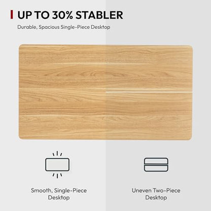 SANODESK Electric Standing Desk with Desk Clamp Power Strip 40"x 24" Whole-Piece Desktop Height Adjustable Stand Up Desk with Cable Management Sit Stand Home Office Desk Silver Frame/Maple Top - color: Silver Frame+maple Top, size: 40"x24"