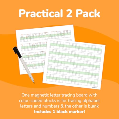 Channie's Visual Dry Erase Number & Alphabet Magnetic Board, Reusable Number & Letter Tracing Board for Kids Ages 3+, with Color-Coded Blocks, Practical 2 Pack + 1 Black Marker - style: Visual Dry Erase Alphabet Magnetic Board
