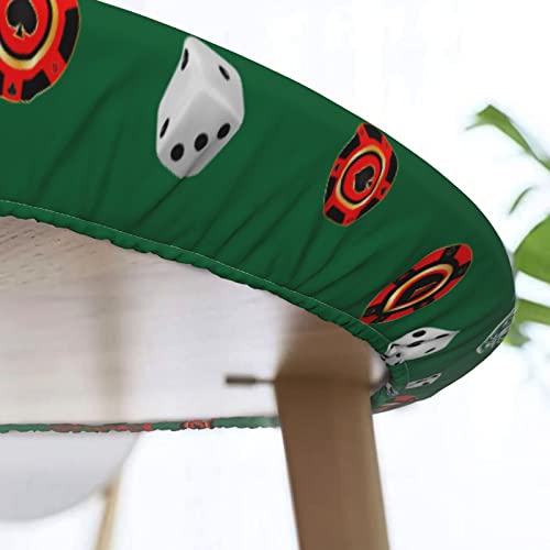 Game Card Round Tablecloth Elastic Fitted Table Cover Washable Elastic Edge Tablecloths for Kitchen Dining Party Fitted Table 40-44 inch - color: Game Card S, size: 40" (Round)