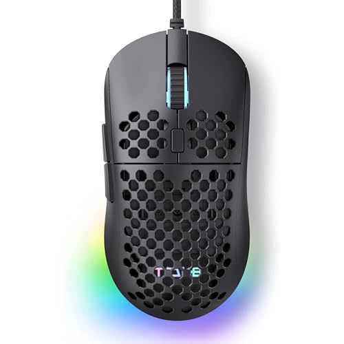 TMKB Falcon M1SE Wired Gaming Mouse, Lightweight Honeycomb, 12800DPI, Black | High-Precision Optical Sensor, 6 Programmable Buttons, Customizable 16.8M RGB, Ergonomic, Drag-Free Paracord, PTFE Skates - color: Black, size: Wired