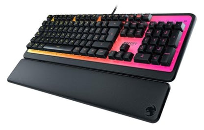 ROCCAT Magma Silent Membrane Switch PC Gaming Keyboard with 5 Zone/10 LED AIMO RGB Top Plate and Detachable Palm Rest - Black - style: Magma