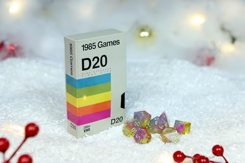 VHS Rainbow Handmade Resin Sharp Edge DND Dice Set – 7 Dice for Roleplaying Games - style: Rainbow
