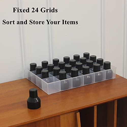 2 Pack Fixed 24 Grids Clear Plastic Organizer Sorting Tray and Transparent Storage Divider Box Container Case for Hardware, Craft, Sewing Kit,Office Supplies, Small Parts - size: Fixed 24 Grids