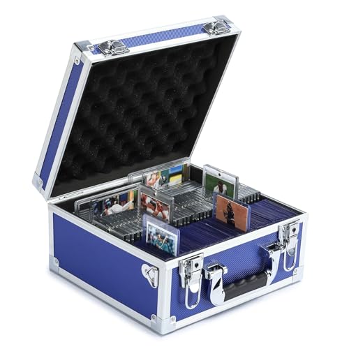 Collectable Trading Card Cases, Toploaders Storage Box, Magnetic Card Storage Hard Cabinet, Graded Card Storage Case, Sports & Trading Collector Storage Box (Blue) - color: Blue, size: Medium