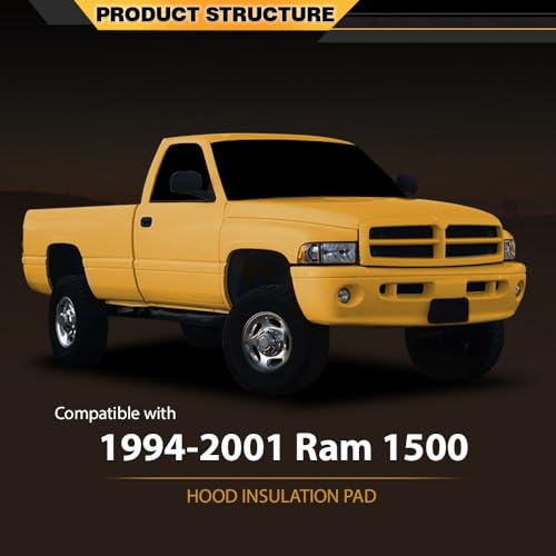 CNNELL Hood Insulation Pad Compatible with Dodge Ram 1500 1994-2001/Not Fit Durango Or Dakota, Not Fit for Diesel Black - style: 1994-2001 Ram 1500