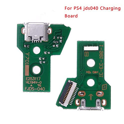 2PCs JDS-040 Replacement Micro USB Charging Port Adaptor Repair Part Charger Socket Board Module for PS4 Wireless Controller with 12 Pin Flex Cable, Tool Screw