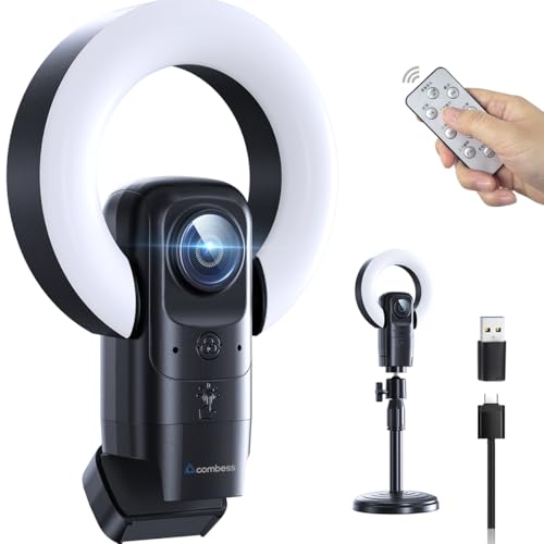 4K Webcam with Light, Web Camera with Microphone, Plug and Play, USB HD Computer Web Cam, Auto-Focus, 73°FOV PC Camera for Zoom Skype Teams, Desktop, Black