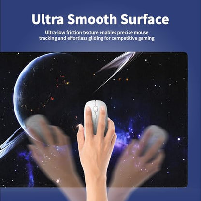Space Planets Navy Blue Large Mouse Pad, Cosmic Galaxy Fantasy Desk Mat | 31.5" x 11.8", XXL Gaming/Office Stitched Mousepad, Smooth Surface Anti-Slip Base - color: Design WKLXD035