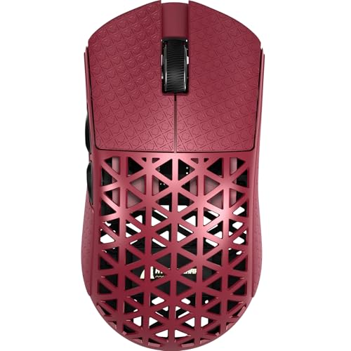 ATTACK SHARK R5Ultra 8K Carbon Fiber Wireless Gaming Mouse, Red&Tape | 42K DPI,PAW3950 MAX Sensor,39g Ultra-Lightweight,Nordic 52840 MCU Chip,Wired/BT/2.4GHz Wireless Programmable Mouse for PC/Mac - color: Red&Griptape
