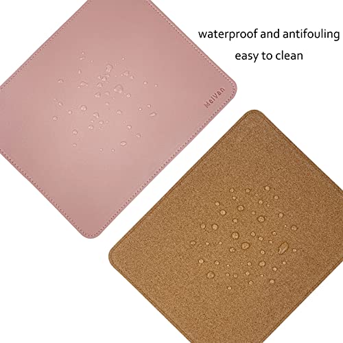 MelVan PU Leather Mouse Pad with Stitched Edge, Wood Mousepad, Waterproof Gaming Mouse Pad Mat for Computers, Laptop, Office & Home, 10.2" x 8.3", 1 Pack (Pink) - color: Pink