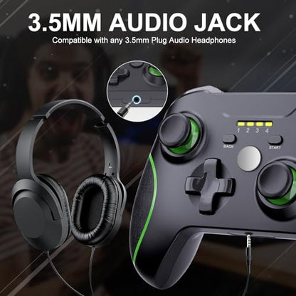 ADHJIE Xbox One Controller,2.4GHz Wireless Xbox Controller | with 3.5mm Headphone Audio Jack Xbox Controller for Xbox One X/S Xbox Series X/S,Black