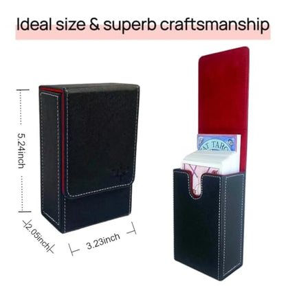 Tarot Card Holder, Leather Tarot Card Case, with Magnetic lid Closure-Suitable for Tarot Cards (red) - color: red