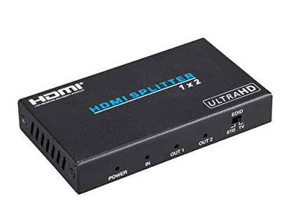 Monoprice Blackbird 4K Pro 1x2 HDMI Splitter - HDR, 18Gbps, 4K 60Hz, YCbCr 4:4:4, With HDCP 2.2 Support (Compatible with PS4/5 Xbox Apple TV Fire Stick Roku Blu-Ray Player)