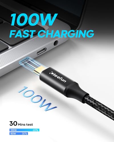 CLEEFUN USB-C Extension Cable - 1ft, 1-Pack, USB-C Male to Female, 10Gbps Data & 4K Video Sync, 100W Fast Charging for Laptop, Tablet, Phone - color: Black, size: 1ft