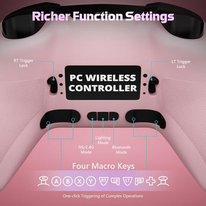 CHENGDAO Wireless PC Controller with Hall Effect Joysticks & Triggers, 1000Hz Polling Rate, Switch Controller for Switch/Lite/OLED/Switch 2, Gaming Controller for Steam/Luna/Tesla - Dynamic RGB, Pink - color: pink pack