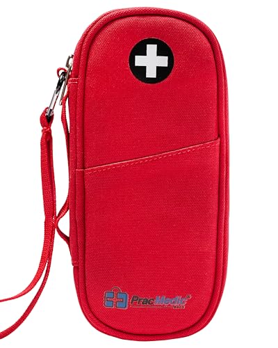 PracMedic Bags Epi Pens Carrying Case- Insulated Epipen Carry Case (Red) | Holds 2 Epi Pens, Auvi-Q or Neffy, Inhaler & Antihistamine. Medical Case for Allergy, Asthma & Diabetes Medicines - color: Red