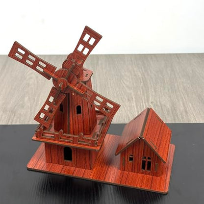 3D Puzzles for Adults, Log Cabin DIY Wooden House Model Kits for Adults to Build, Country Cottage Building Model, 3D Jigsaw Brain Teaser Puzzle, Dollhouse (Holland Windmill)