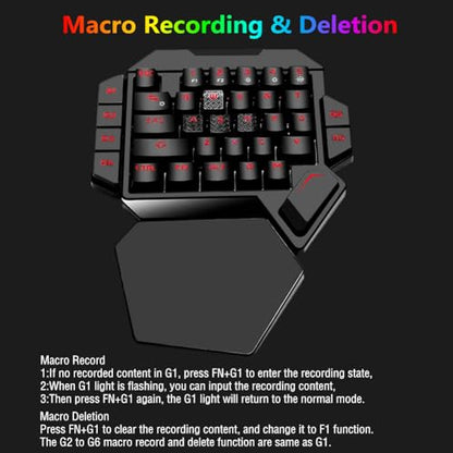 RGB One Handed Mechanical Gaming Keyboard,Colorful Backlit,Wrist Rest Support,Professional USB Wired Single Hand Mechanical Keyboard for Game