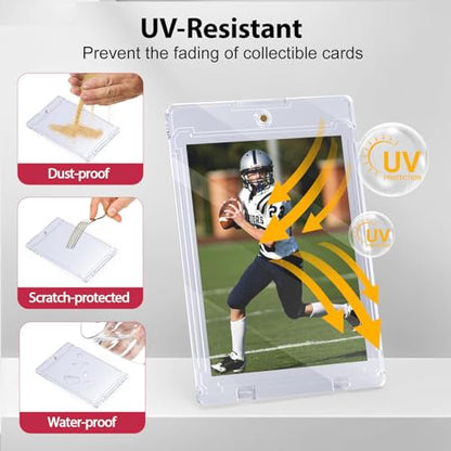SAMYUCHO 100ct Magnetic Card Holder, 35pt One Card Touch Holders for Trading Cards, U-V Protection Card Display Case Protectors Sleeves Hard Plastic Cover for Sports Game - size: 100 Pack
