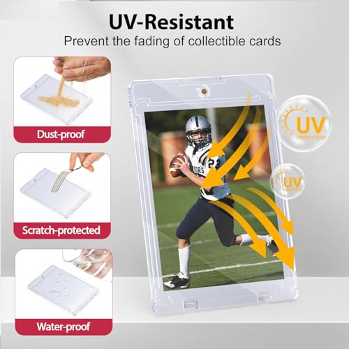 SAMYUCHO 50ct Magnetic Card Holder, 35pt One Card Touch Holders for Trading Cards, U-V Protection Card Display Case Protectors Sleeves Hard Plastic Cover for Sports Game - size: 50 Pack