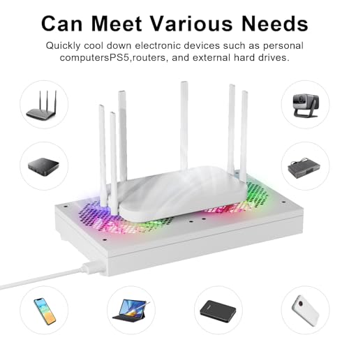 High Airflow Cooling Fan 260mm 5V USB Fan for Computer Cooler TV Small Box and Other Electronics - style: White with Light