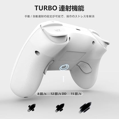 PeriphX Wireless Switch Controllers for Nintendo Switch,6-Axis Gyro,Turbo Function,7-Color RGB Lights,Compatible with Switch1/Switch2/PC (Wired)/iOS, All Functions Included with a Stylish Design and Cute Color - color: White