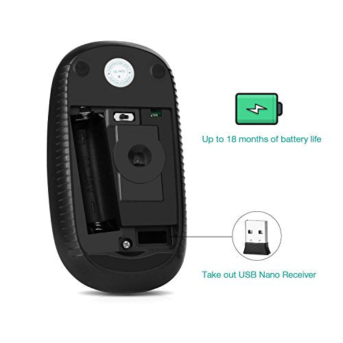 VssoPlor Wireless Mouse, 2.4G Slim Portable Computer Laptop Mouse with Nano Receiver Quiet Silent Optical Mice for Notebook, PC, Laptop, Computer-Black - color: Black