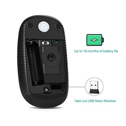 VssoPlor Wireless Mouse, 2.4G Slim Computer Laptop Mouse, Black | Portable Mouse, Plug & Play USB Nano Receiver, Quiet Silent Optical Mice for Notebook, PC, Laptop, Computer, Windows, Mac - color: Black