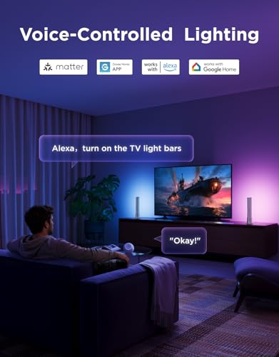 Govee Smart Light Bar, RGBICWW TV Lights for Living Room, Gaming, Silver | Compatible with SmartThings, Matter, Alexa, LED Light Bar with Scene and Music Modes for Living Room, Gaming, PC, App Control - color: Silver