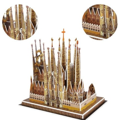 Architecture World Famous of 3D Puzzle.Build Your Own Collection of 17 Global Landmarks (Notre Dame, Colosseum) - Educational DIY Model Kit for Kids & Adults. (La Sagrada Família) - color: La Sagrada Família