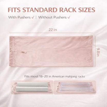FUYIHGL® 2PCS Mahjong Rack with Pusher Storage Bag: 2 Compartments Fits 4 American Mah Jongg Racks Pushers - Pink Soft Velvet Sleeve with Drawstring - Travel Mah Jongg Accessories and Gifts - color: Pink | 2pcs