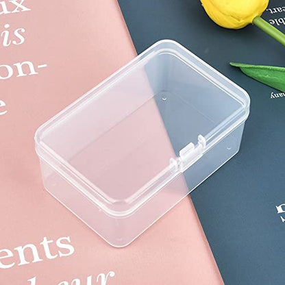 20 Pack Rectangular Mini Clear Plastic Storage Containers | Hinged Lid, For Beads and Small Craft Items, 3.35 x 2.17 x 1.38 inch - size: 3.35 x 2.17 x 1.38 inch