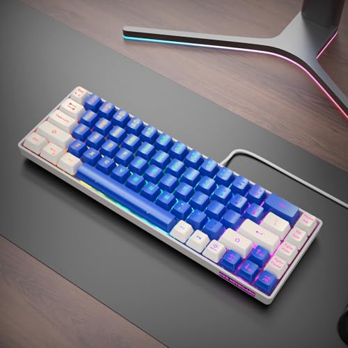 GEODMAER 65% Gaming Keyboard, LED Backlit Mini Wired Keyboard, Ultra-Compact Anti-Ghosting No-Conflict 68 Keys Membrane Gaming Wired Keyboard for PC Laptop Windows Gamer
