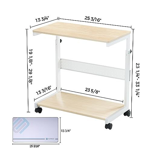 EUREKA ERGONOMIC PC Stand Computer Cart, Height Adjustable Tower Stand 2-Tier Suit for ATX Case Printer, Metal Rolling Cart on Wheels for Gaming Home Office, Maple - color: Maple