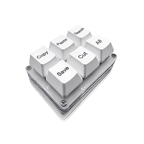 BTXETUEL Copy Paste Search Save Cut All 6-Key Keyboard One Handed OSU Keypad Programmable Mechanical Shortcut Macro Keyboard for Working and Gaming (White) | Hot-swappable Mini Mechanica RGB Keypad for Macros and Rhythm Games Office Work Shortcut Keys - c