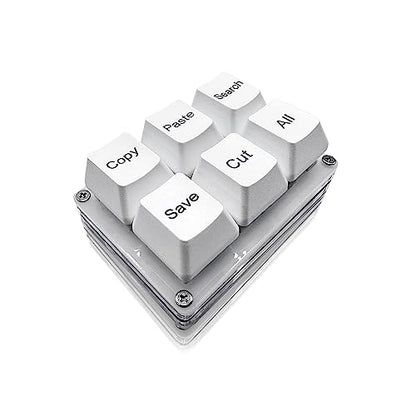 BTXETUEL Copy Paste Search Save Cut All 6-Key Keyboard One Handed OSU Keypad Programmable Mechanical Shortcut Macro Keyboard for Working and Gaming (White) | Hot-swappable Mini Mechanica RGB Keypad for Macros and Rhythm Games Office Work Shortcut Keys - c