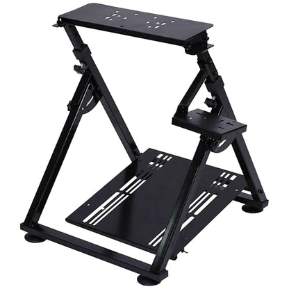 PLLOVOR racing wheel stand Foldable with Triangular Base, Adjustable Height and Angle, Handbrake Compatible for Logitech G27 G29 G920 G923, Thrustmaster T300 T248, Fanatec Racing Simulator Cockpit