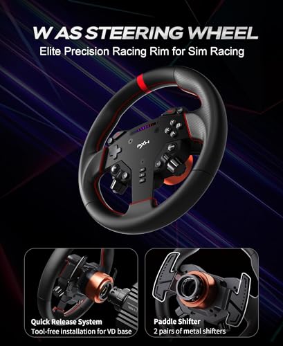 PXN VD4 Direct Drive Racing Wheel Bundle, 4Nm Force Feedback, for Windows | Servo Motor, 11 in Wheel with Quick Release, Hall Effect Pedals, Table Clamp, PC Tuning Software Support