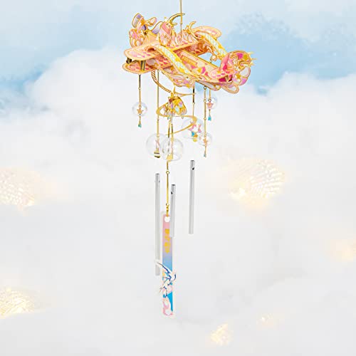 MU 3D Metal Puzzles Windbell Wind Chime B Model Kits Building for Adult and Teeners, Windchime Jigsaw Miniature DIY Sets, Birthday Gift - color: B Peace and Love