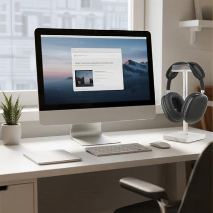 Acrylic Marble Headset Holder Headphone Holders for Desk, Gaming Headphone Stand,Universal Holder for Music Headset Accessories 1 Pack(DP029) - color: white