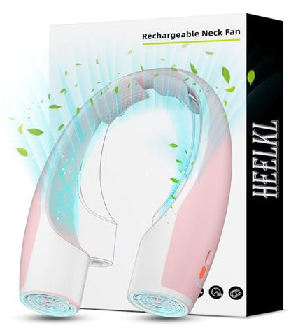 Heelkl AI Neck Fan, 4 Speeds Adjustable Portable Personal Fan Rechargeable, 4000 mAh Battery Faster Cooling Wearable Fan, Ultra Quiet for Home, Office, Travel, Outdoor - PInk - color: Pink