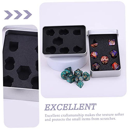 Alipis Square Iron Dice Storage Case with Foam Inserts Portable Tin Dice Organizer for Home Use for Board -Piece Set
