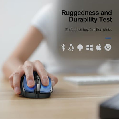TECKNET Wireless Mouse, BT 5.0/2.4G, Silent 4800 DPI 6 Buttons, Blue | Bluetooth 5.0/3.0 & USB A, 2-Device Easy Switch, Wide OS Compatible, 6-DPI, Ergonomic for S/M Hands, Extended Battery - color: Blue