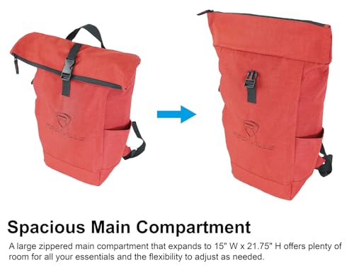 Rockville RPAK Burned Red Durable Backpack Bag with Padded Laptop Pocket | Stylish Nylon Fabric, Fits 15" Laptop, Hidden Zippered Pocket, Adjustable Straps, 2 Side Pockets - color: Red