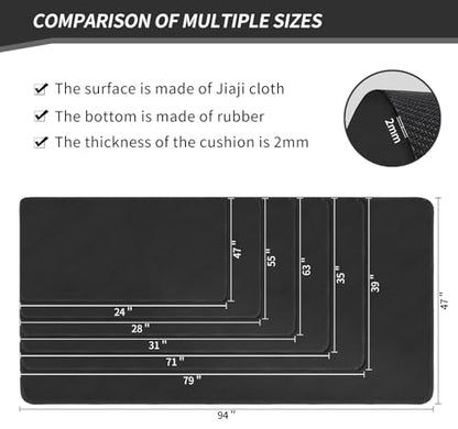 Large Tabletop Game Playmat,Poker Mat，Water and Stain Resistant Non-Slip Desk Mat,Mahjong Mat,Card and Roleplaying Games MAT Thick Stitched Edge Cushioned Rubber Mat(240 * 120cm*2mm) Black - color: Black, size: 240 x 120 x 0.2 cm