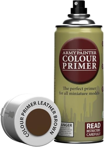 The Army Painter, Colour Primer Leather Brown, 400 ml spray acrilico | Primer marrone cuoio per dipingere miniature Warhammer e Dungeons and Dragons - color: Leather Brown