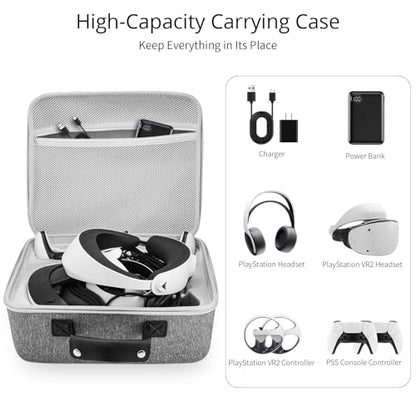 VORI Carrying Case for PSVR2 Gaming Headset and Touch Controllers Accessories, Portable Protection Hard Case for PS VR2 Controller, Suitable for Travel and Home Storage, Grey